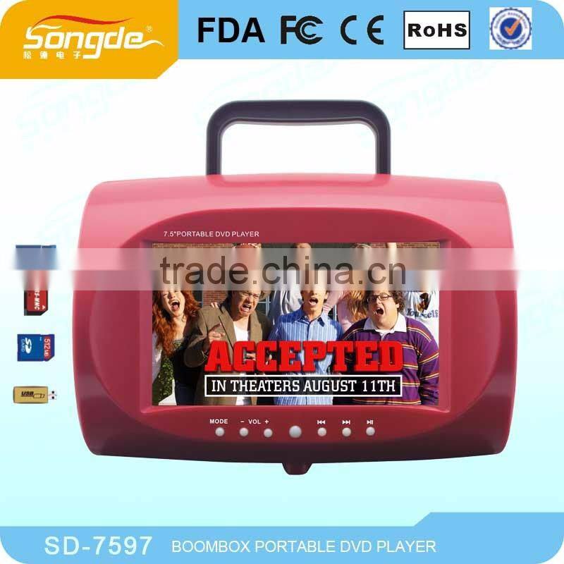 Portable DVD CD MP3 Boombox Player with USB/TV/FM