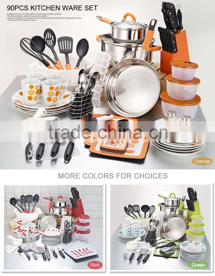 90pcs kitchen accessories cooking pots and pans ceramic cookware manufacturers
