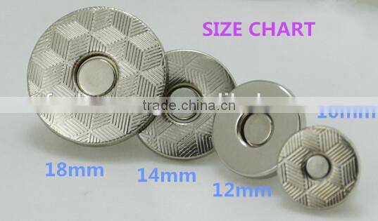 Wallet metal fitting silver magnetic snap 12*2mm for wallet