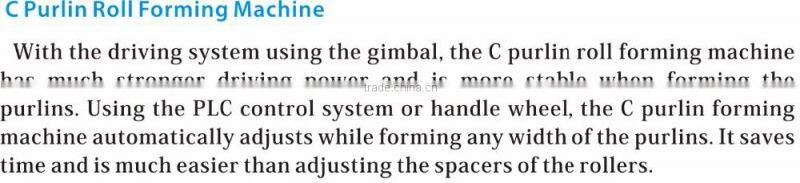 C/Z Purlin Metel stud and track Roll Forming Machine for roof and wall