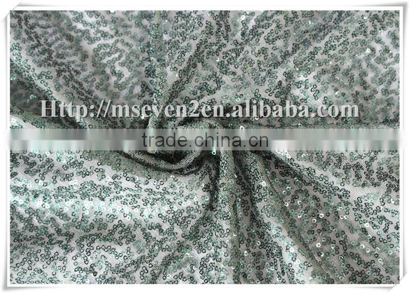 50"/52" shiny Gorgeous Nigerian sequin mesh embroidered fabric for ladies dress