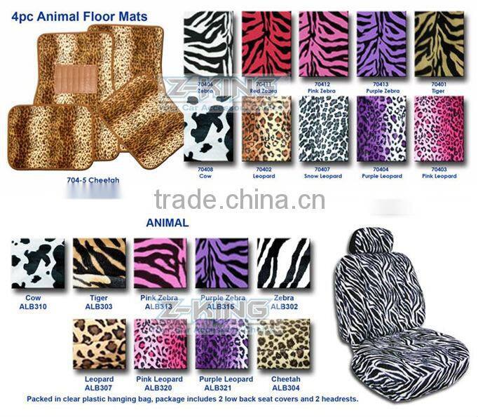 cheetah irregular safari animal car mirror fuzzy dice