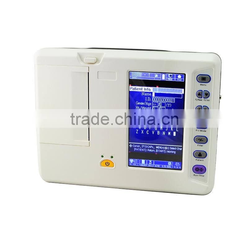 High end model 7 inch 6 Channel handheld 12-lead ECG signal Resting Electrocardiograph ECG Machine EKG-1206A SUPPLIER