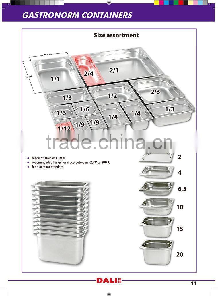 2015 guangzhou manufacturers for stainelss steel gn container / all us and eu standard size gn pan / gastronorm container