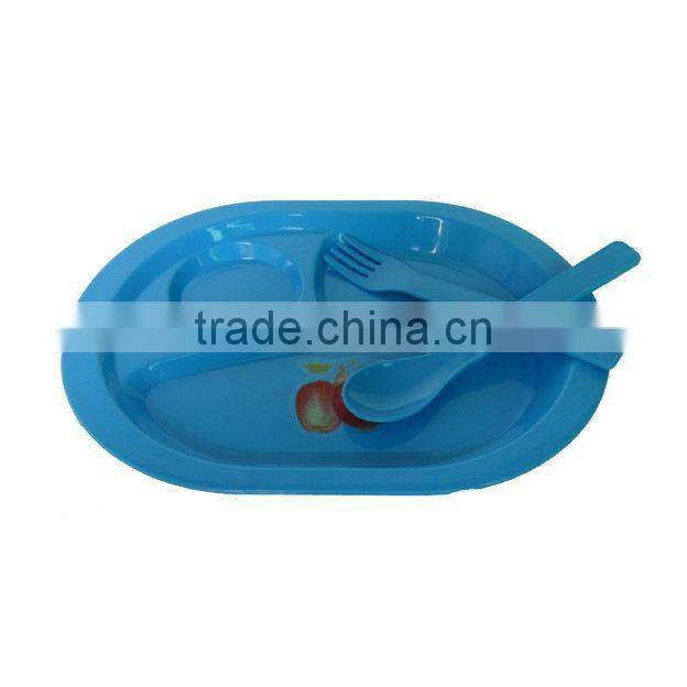 5pcs oval plate blue dinnerware plastic picnic set