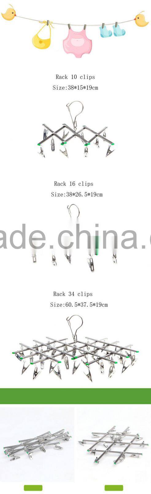 Wholesale products Stainless Steel Clothes Hanging Bracket Laundry Socks Trousers Clips Hanger Dry Rack 10 clips