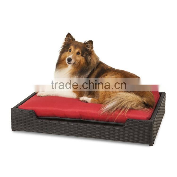 High qulaity resin wicker hand woven rectangle dog bed dog pet products