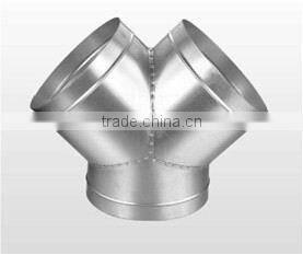 Greenhouse Air Ventilation System Galvanized Steel Y Tee 3-way Round Connector for Spiral Hose Duct Fittings
