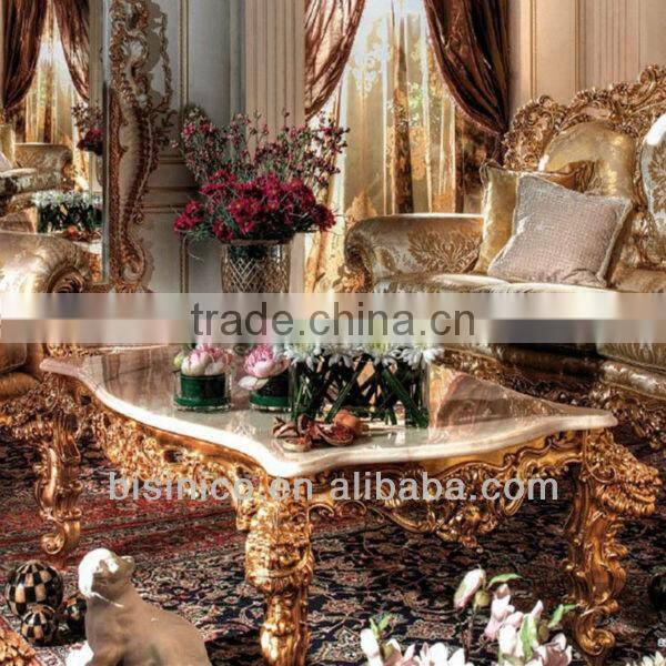 Luxury gold wooden hand carving living room sofa set