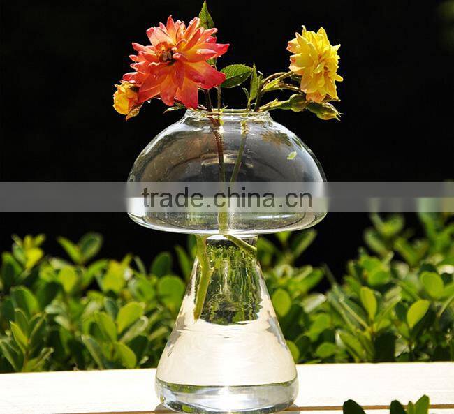 Creative mushrooms clear glass hydroponic container handblown glass terrarium