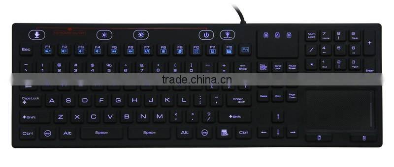 106 keys silicone Backlit Keyboard with Touchpad JH-IKB110BL IP68 waterproof keyboard