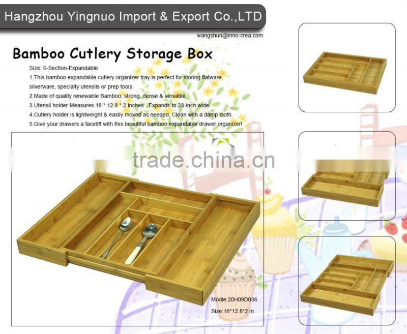 Store More 7-Slot Expandable Bamboo Culter Tray Silverware Drawer Organizer