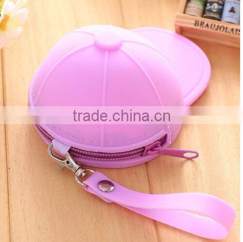 cy277 Women Coin Purse Silicone Bag Cap Hat Candy Color Zipper Bag Cute Girls Coin Purse Key Holder Case Bags