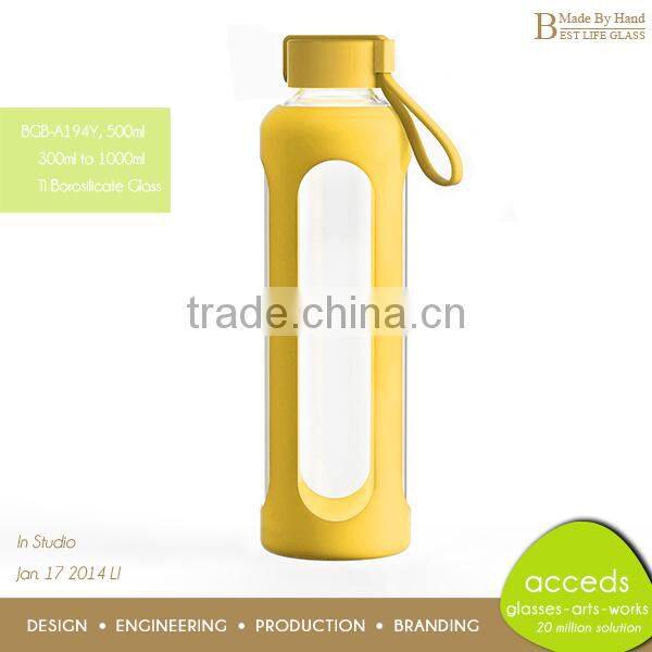 Portable Pyrex Glass Gym Drink Bottles