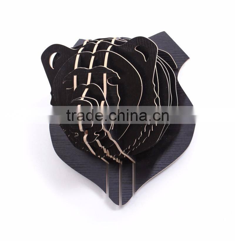 Wall hanging wood crafts bear head decoration