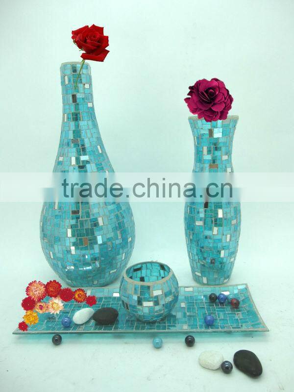 Cylinder Graceful Wedding Ornament Modern Silver Mosaic Blown Cheap Wholesale Vases