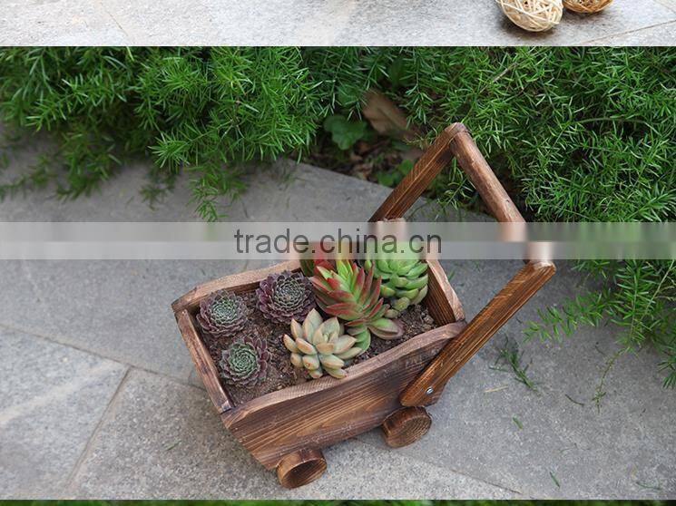 indoor small cart wooden flower pot