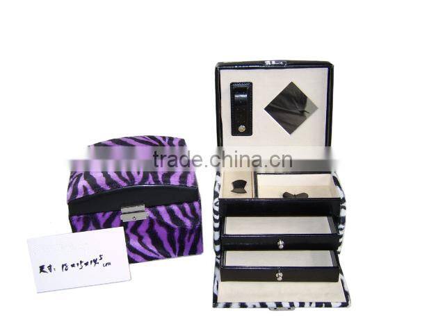 Fashion Two-tone Stripe Travel Jewelry Organizer With Drawers