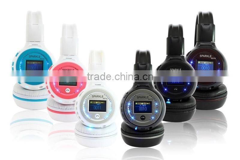 LED Display Screen Wireless Stereo Bluetooth Headset Headphone Handsfree Earphone With Mic, FM Radio, TF Card Slot