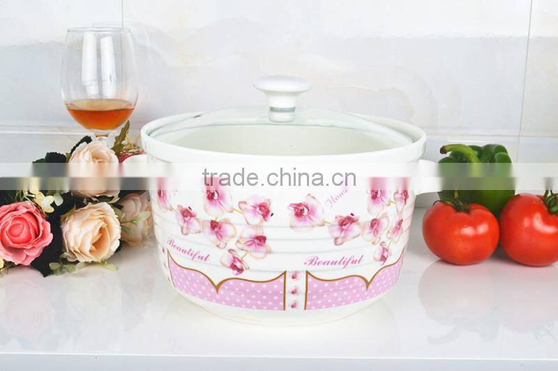 9" porcelain round microwave saucepan with glass lid