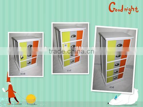 Mixed Colorful Three Drawers Wooden Cabinet Bedroom Furniture