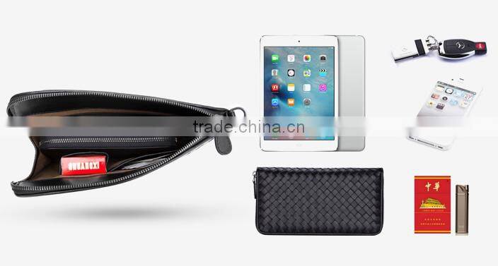 Wholesale High Quality Luxury Business Style Genuine Soft Shipskin Leather Woven Suede Wallet Envelope Bag Men Cltch Handbag