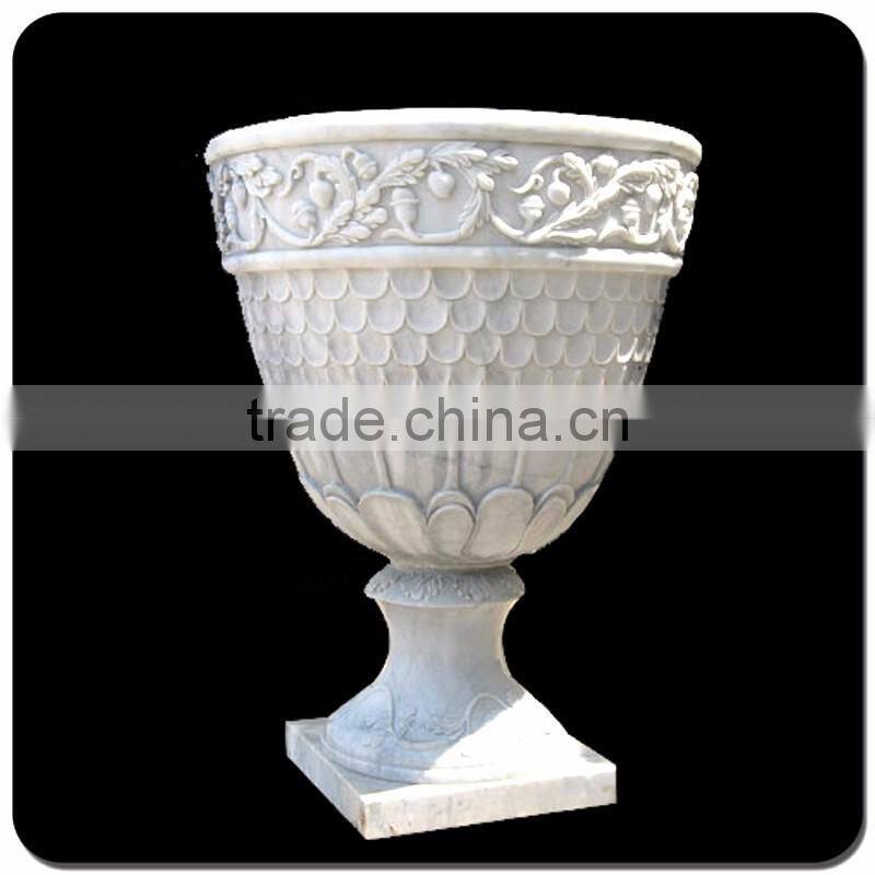 Cheap landscaping white marble decorative outdoor flower pots