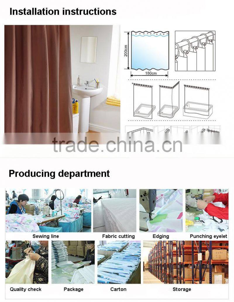 Waterproof Polyester Shower Curtain With Bath Mat Set