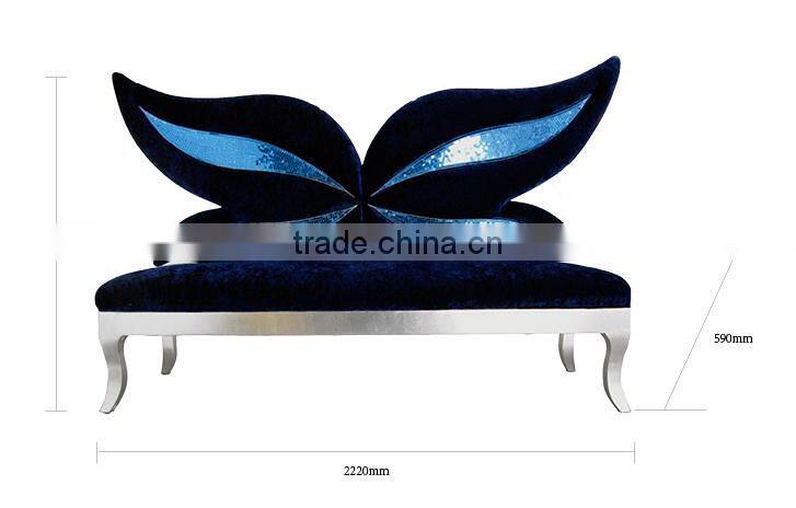 fancy fun Romantic high back decoration leisure chair butterfly green velvet wedding chair hotel photo studio shop window chair