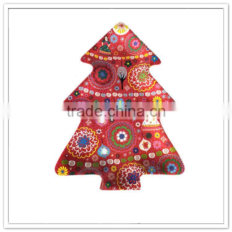 Wholesale holiday items wholesale coloful tree shaped reusable christmas plate, melamine decorative xmas plate