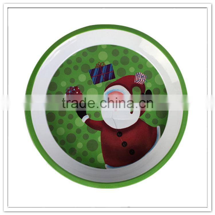 modern kitchen designs SGS wholesale Santa Claus painted round 14 inch dinner plates plastic melamine plates and dishes
