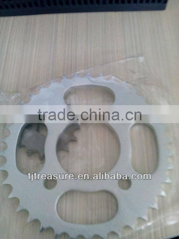 Tianjin treasure brand names of electric motorcycle chian sprocket price AX100