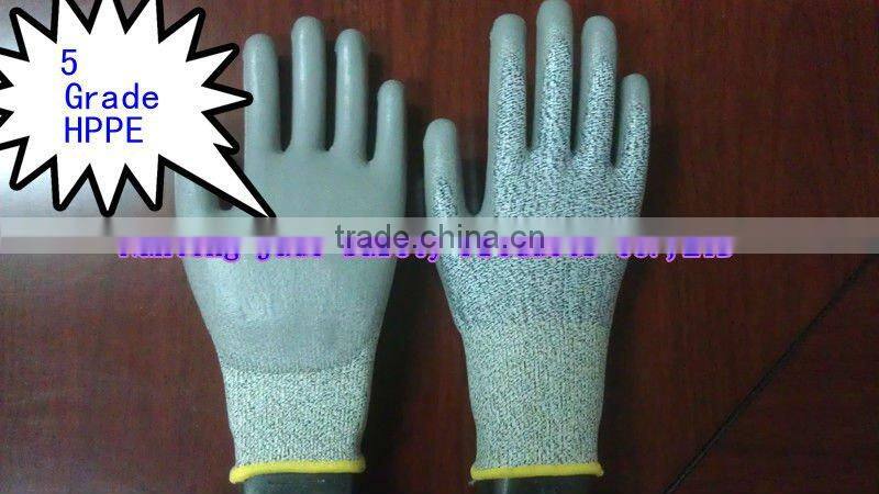 Cut Resistance Gloves and Gray PU Palm Coated