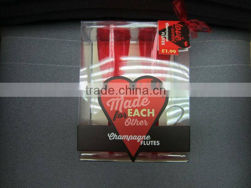 2014 valentine's day loving heart Disposable plastic champagne glasses/plastic ps goblet set for valentine's day