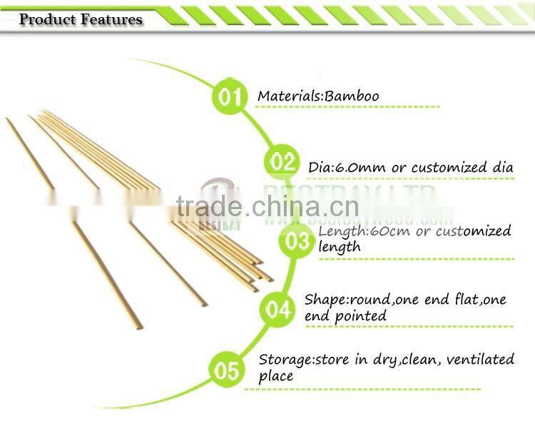 Strong grilled long marshmallow bamboo skewers,round bamboo skewers