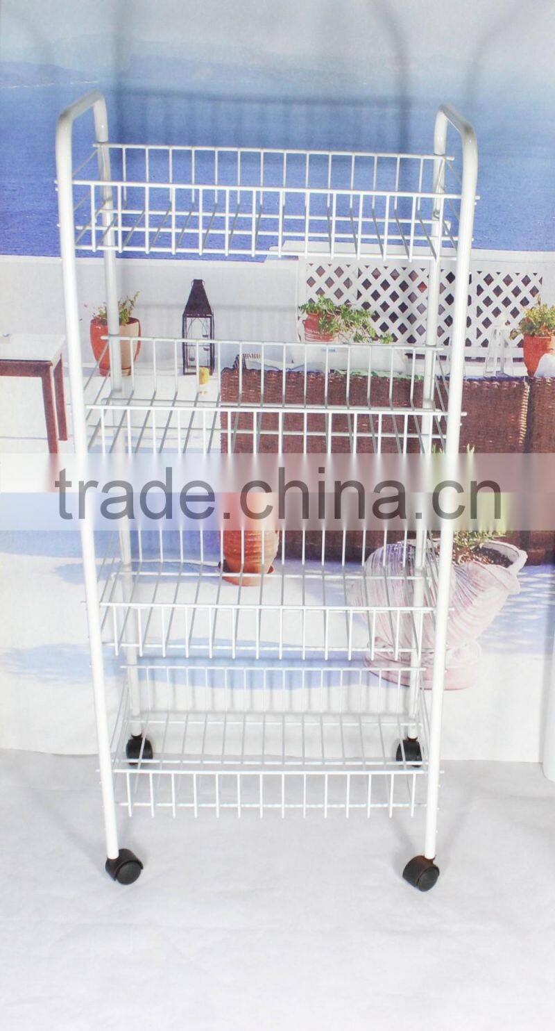 330-55 4-tier Metal Wire Storage Shelf Storage Cart with Wheels