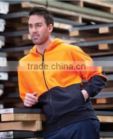 Orange/Navy safety jacket Full Zip Polar Fleece Hi vis Hoodies