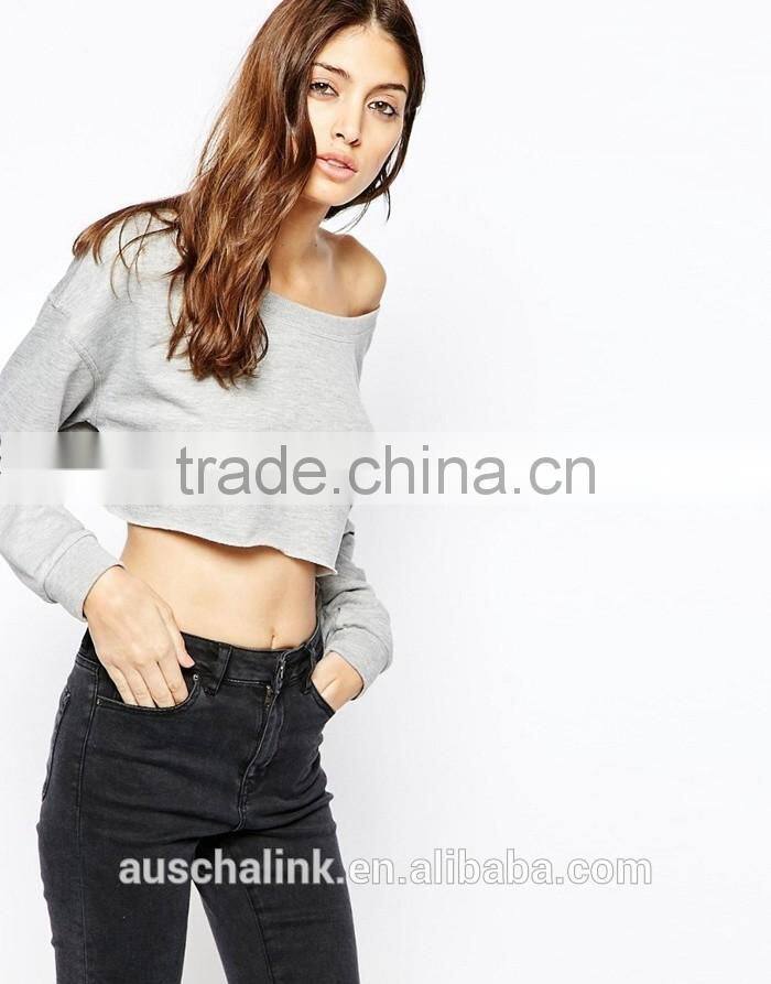 lady off shoulder grey fashion weet jogging slouchy sweat