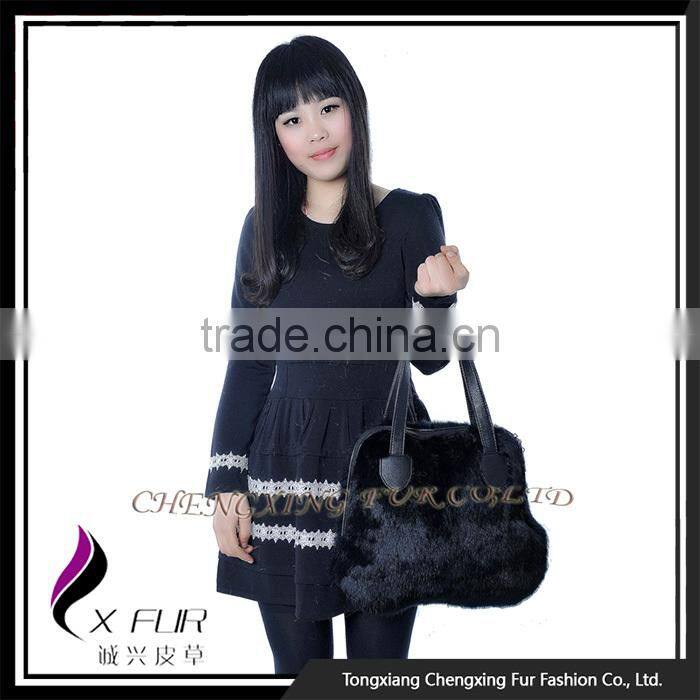 CX-H-16 Wholesale Good Quality Fashion Handbag Rabbit Fur Ladies Bag In China