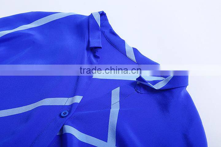 Two color 3/4 sleeve fashion design 2015 new design chiffon ladies blouse