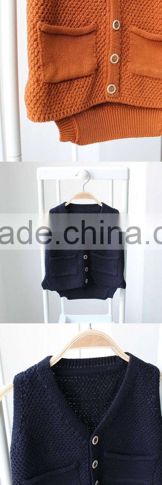 Latest cotton children's cardigan custom sleeveless knitted cardigan sweater