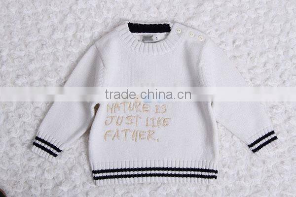 Words embroidery jersey knitted kids pullover sweater crew neck