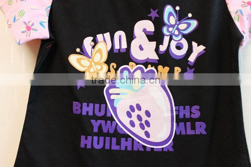 Newest Lovely Baby Girl Summer Pajama Knitted Cap Sleeve Pajama Set TP-7714