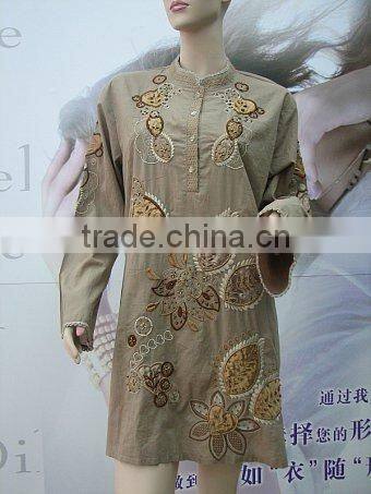 woman embroidery jumper long blouse