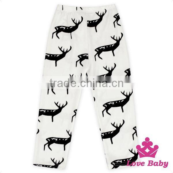2017 Spring Girls Clothing Sets Style Elk Red T-Shirt Elk White Pants Set Boutique Outfits Kids