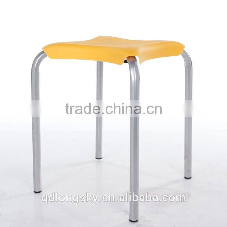 LS-4010 Cheap colorful small plastic square stacking stools with metal legs portable wholesale
