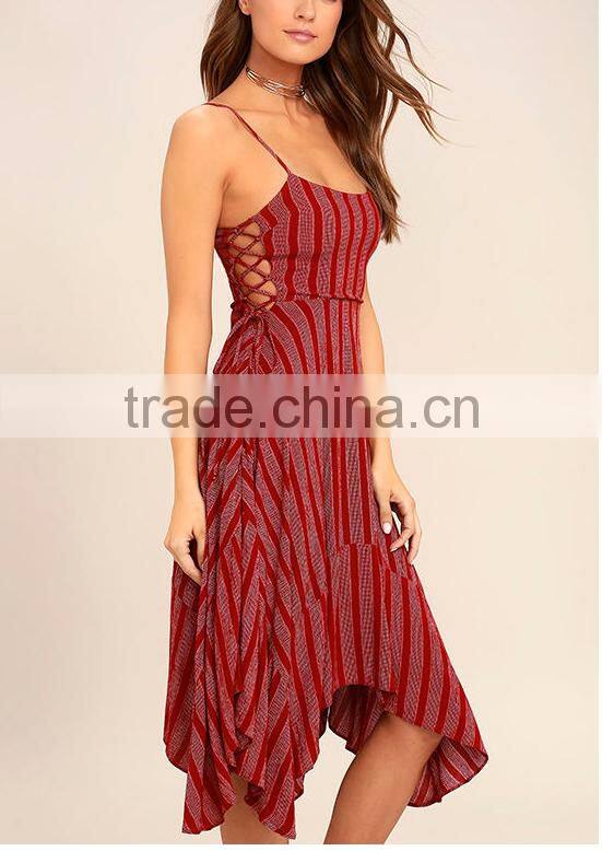 2017 new design women summer dress sexy sleeveless slit midi dress