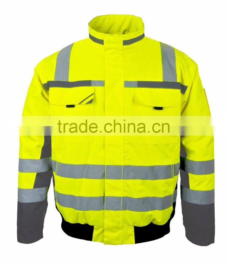 High visibility 3M 8906 waterproof pilot coat hi vis wear safety bomber jacket