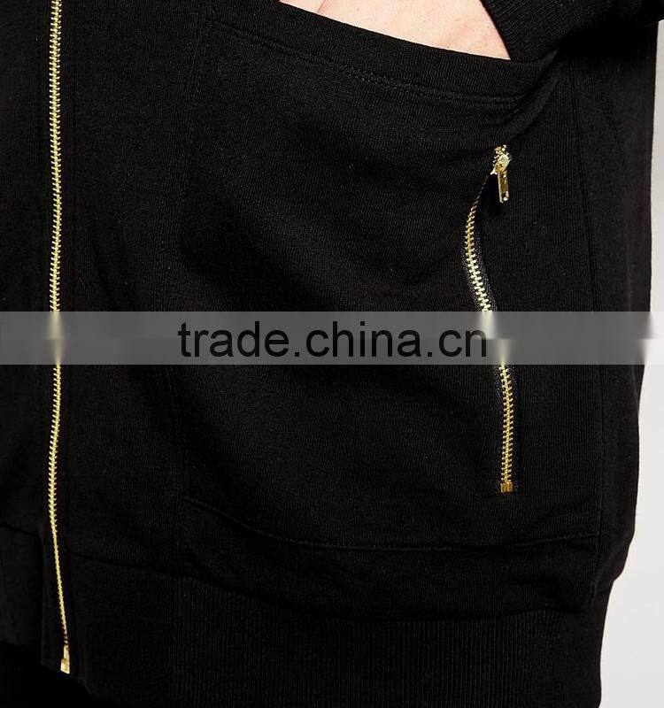 Fashion golden zipper long bomber jacket wholesale guangzhou clothing factory