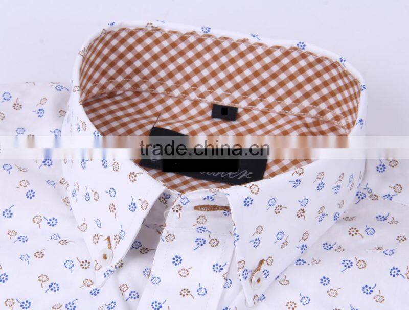 2017 Contrast collar and cuff slim fit mens shirt